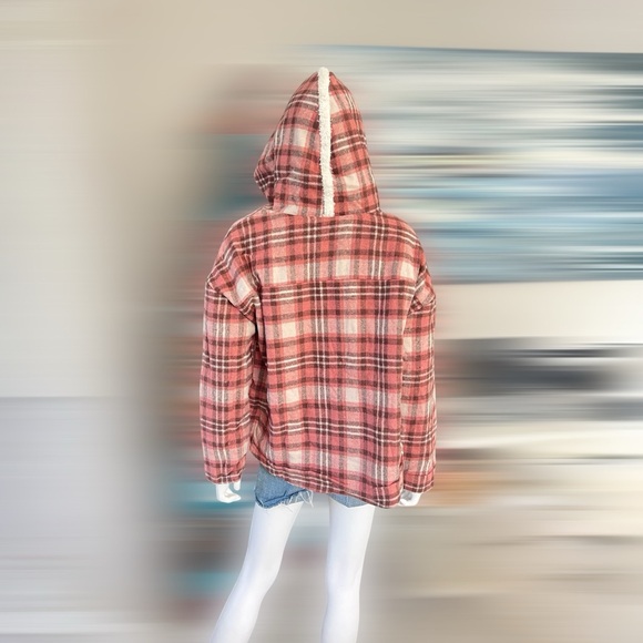 NEW IN Plaid open front faux Sherpa jacket S M L - Picture 9 of 10